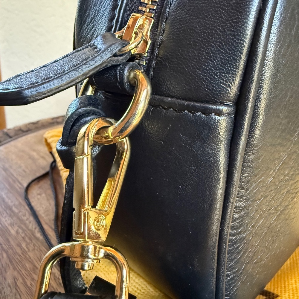 Valentino Black Leather Crossbody with Quilted V Motif - Picture 6 of 9